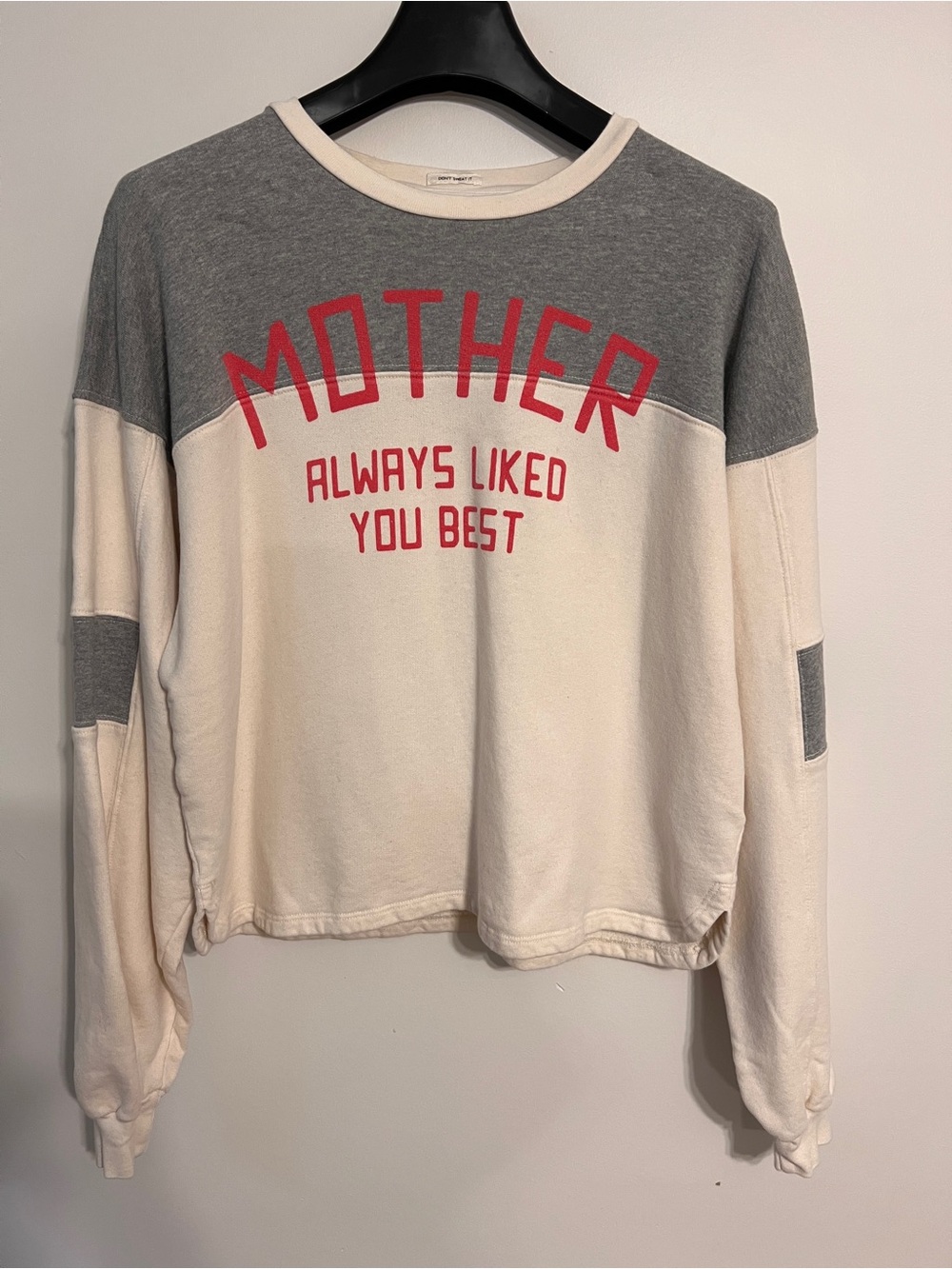 MOTHER Graphic Colorblock Sweatshirt - Cream & Gray